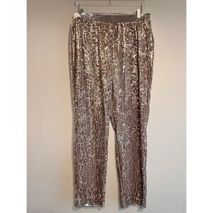 NWT Chico's Tan Crushed Velvet Sequin Ankle Holiday New Years Pants Size 2